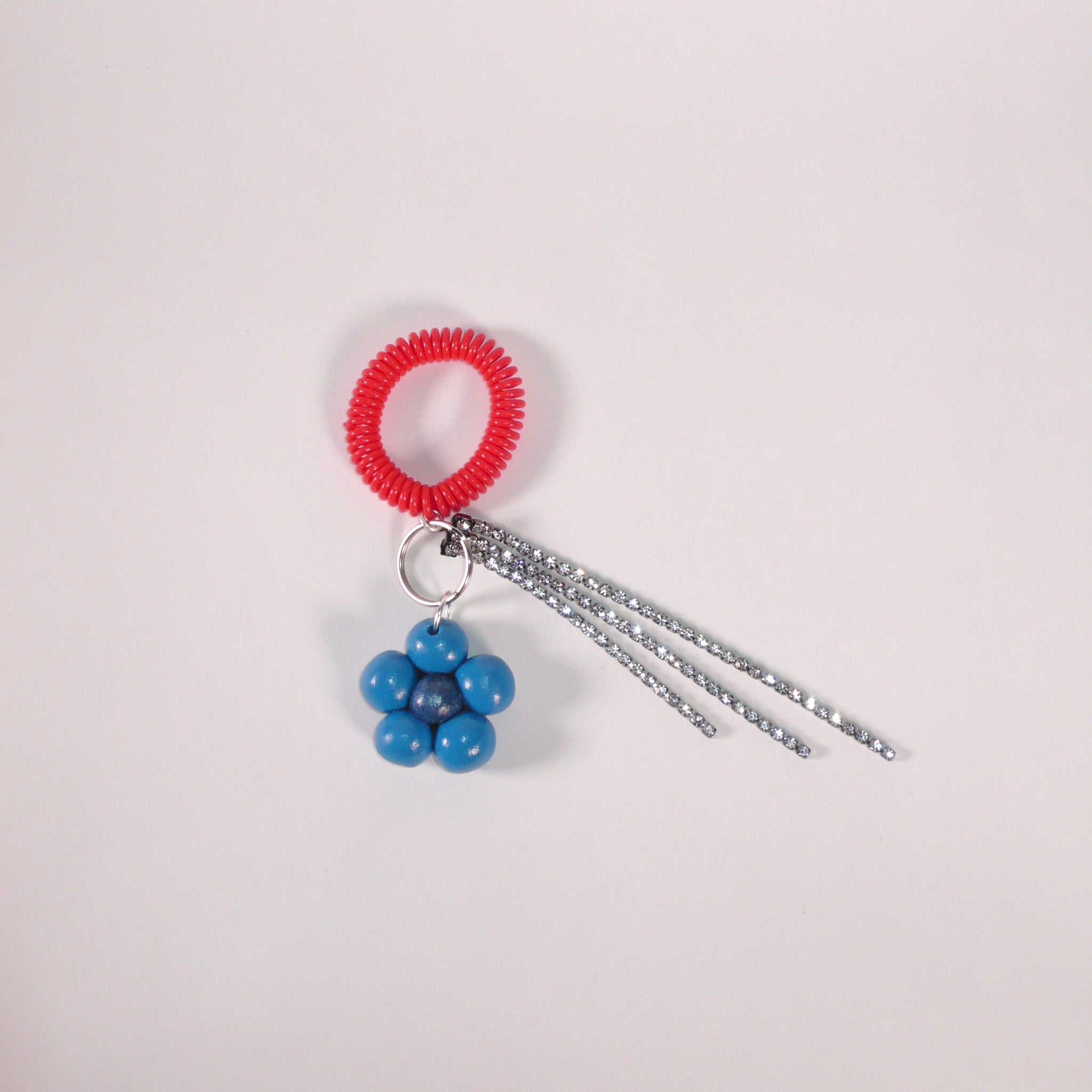 Flower Balloon Keychain Bracelet - Blue Red Silver