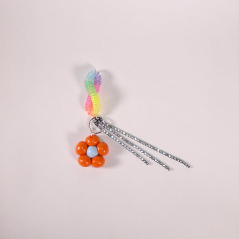 Flower Balloon Keychain Bracelet - Rainbow Orange Silver