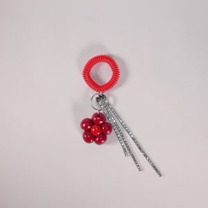 Flower Balloon Keychain Bracelet - Red Red Silver