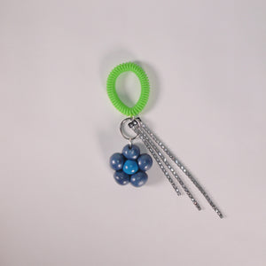 Flower Balloon Keychain Bracelet - Blue Green Silver
