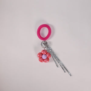 Flower Balloon Keychain Bracelet - Pink Pink Silver